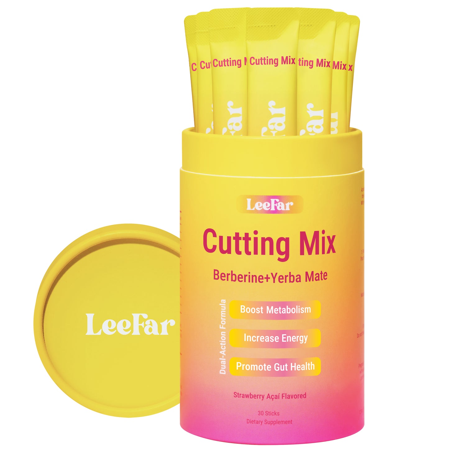 LeeFar Cutting Mix Drink Mix – Dual-Action Craving & Metabolism Support | Berberine, Chromium, 5-HTP, Yerba Mate & Magnesium | Supports GLP-1 Pathway, Blood Sugar & Gut Health | Strawberry Açaí Flavor – 30 Servings