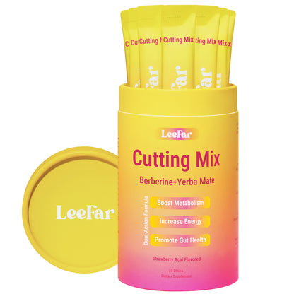 LeeFar Cutting Mix Drink Mix – Dual-Action Craving & Metabolism Support | Berberine, Chromium, 5-HTP, Yerba Mate & Magnesium | Supports GLP-1 Pathway, Blood Sugar & Gut Health | Strawberry Açaí Flavor – 30 Servings