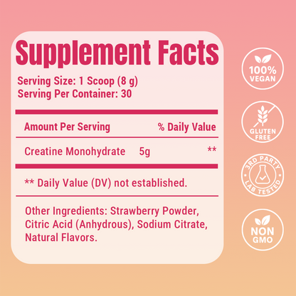 LeeFar Pumping Mix- Creatine Monohydrate Powder with 5g Creatine per Serving for Lean Muscle, Strength & Endurance, Muscle Recovery and Cognitive Function – Strawberry Shortcake Flavor, 30 Servings