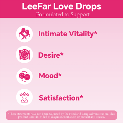 LeeFar Love Drops – Women’s Intimate Wellness Drops with Maca, Horny Goat Weed,  Ashwagandha, Damiana & Saffron for Desire, Mood, Intimate Vitality and Satisfaction – Pineapple  Passionfruit Flavor, 30 Servings